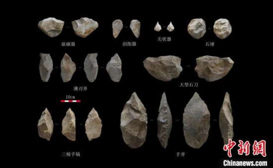 洛南夜塬遺址第三期石制品。 陜西省考古研究院供圖
